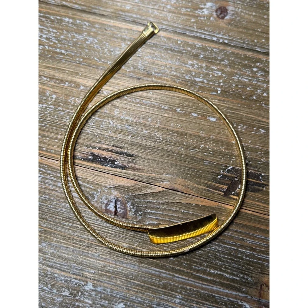 Vintage Gold Snake Chain Belt 90s Minimalist Metallic Skinny Waist Belt 26 Inch